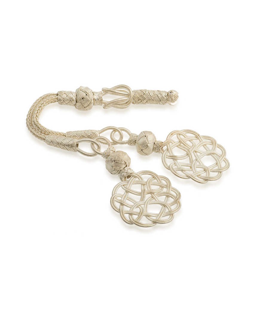 ​Gümüş Trabzon Örmesi Çift Başlı Kazaz Tesbih Püskülü