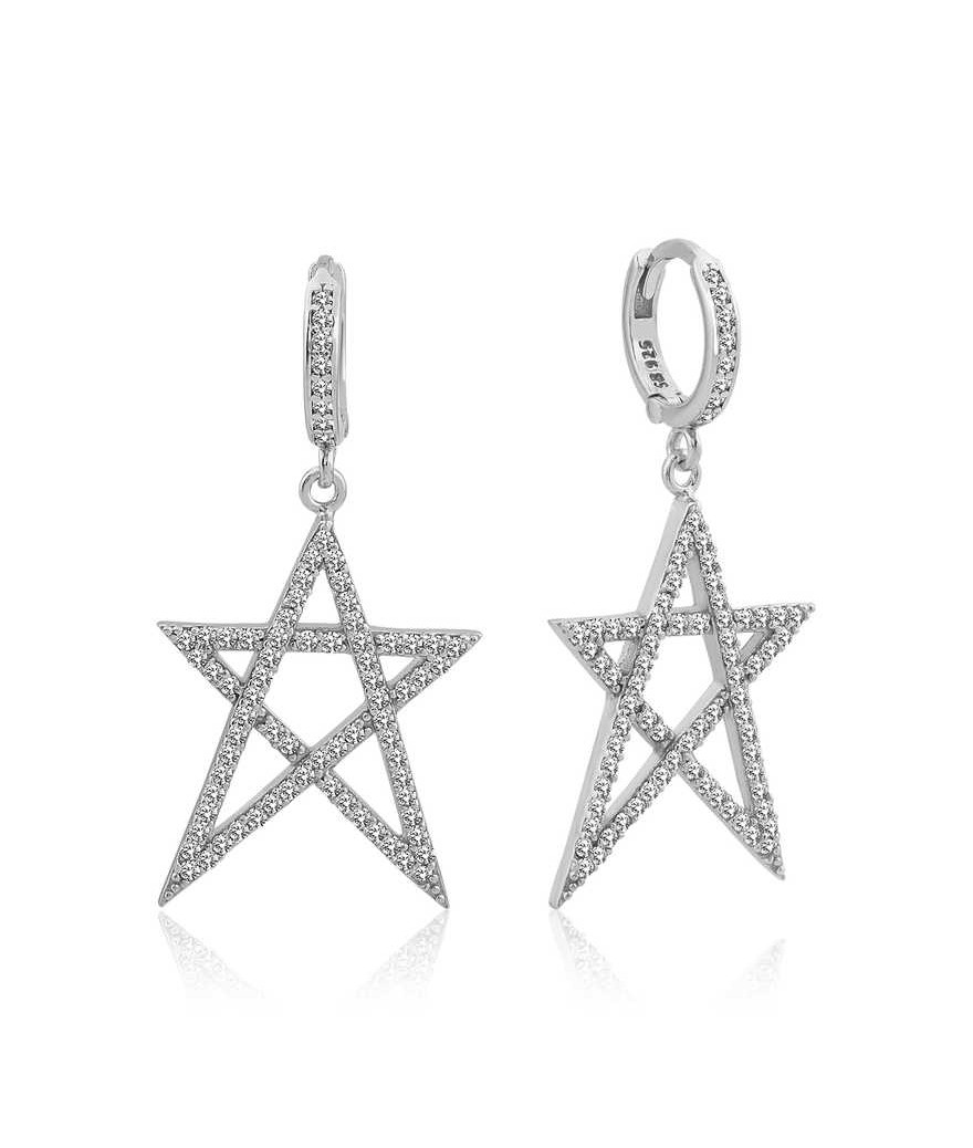 Gümüş Beyaz Yıldız Bayan Küpe