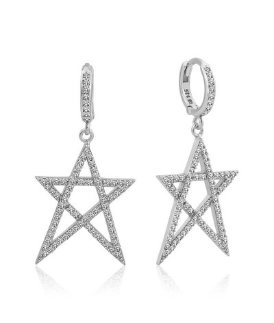 Gümüş Beyaz Yıldız Bayan Küpe