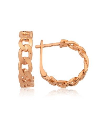 Gümüş Zincir Desenli Halka Küpe