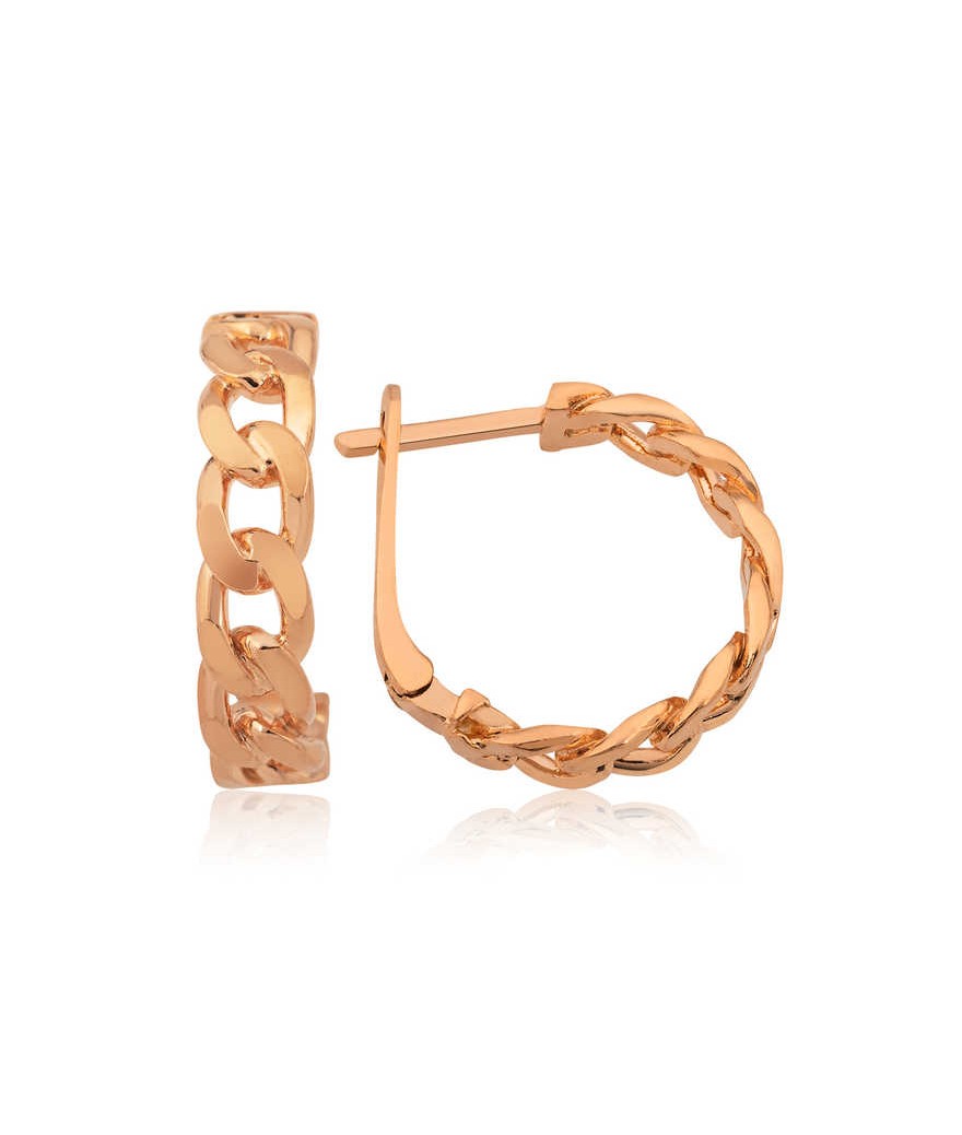 Gümüş Zincir Desenli Halka Küpe