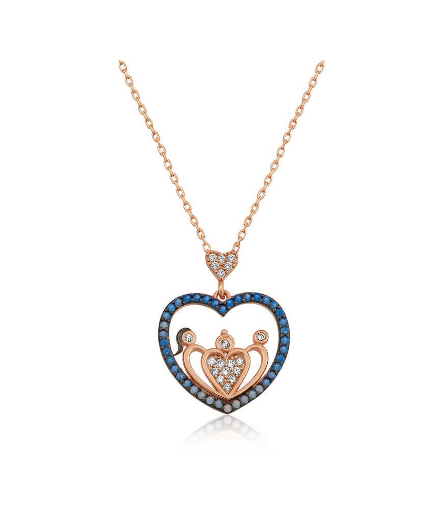 ​Gümüş Kalpli Aile Bayan Kolye