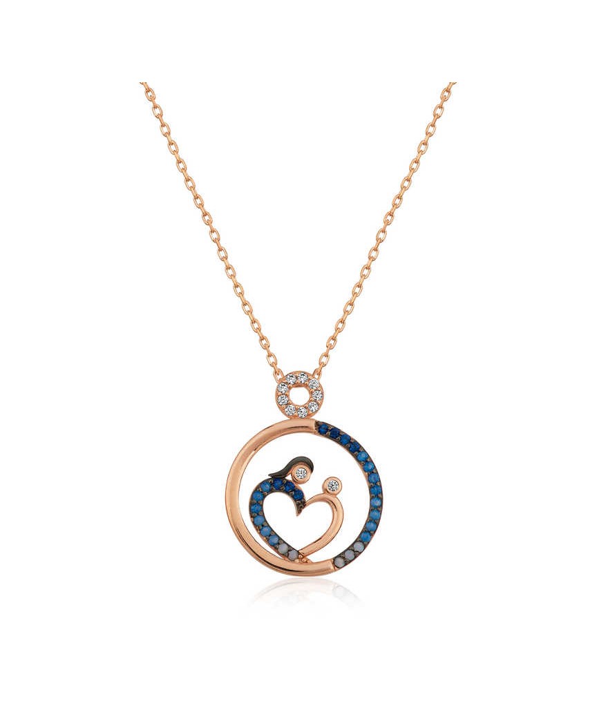 Gümüş Kalp Anne Ve Bebek Bayan Kolye