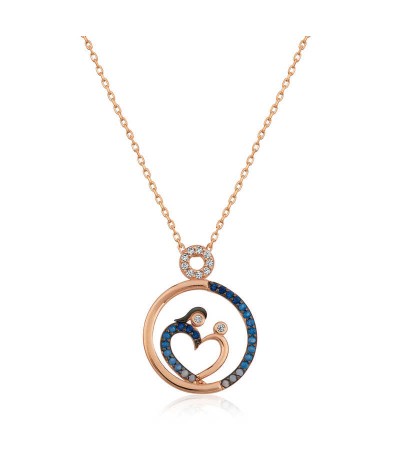 Gümüş Kalp Anne Ve Bebek Bayan Kolye