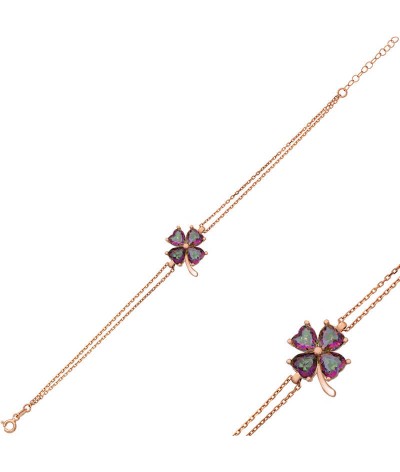 Gümüş Mistik Topaz Yonca Bayan Bileklik