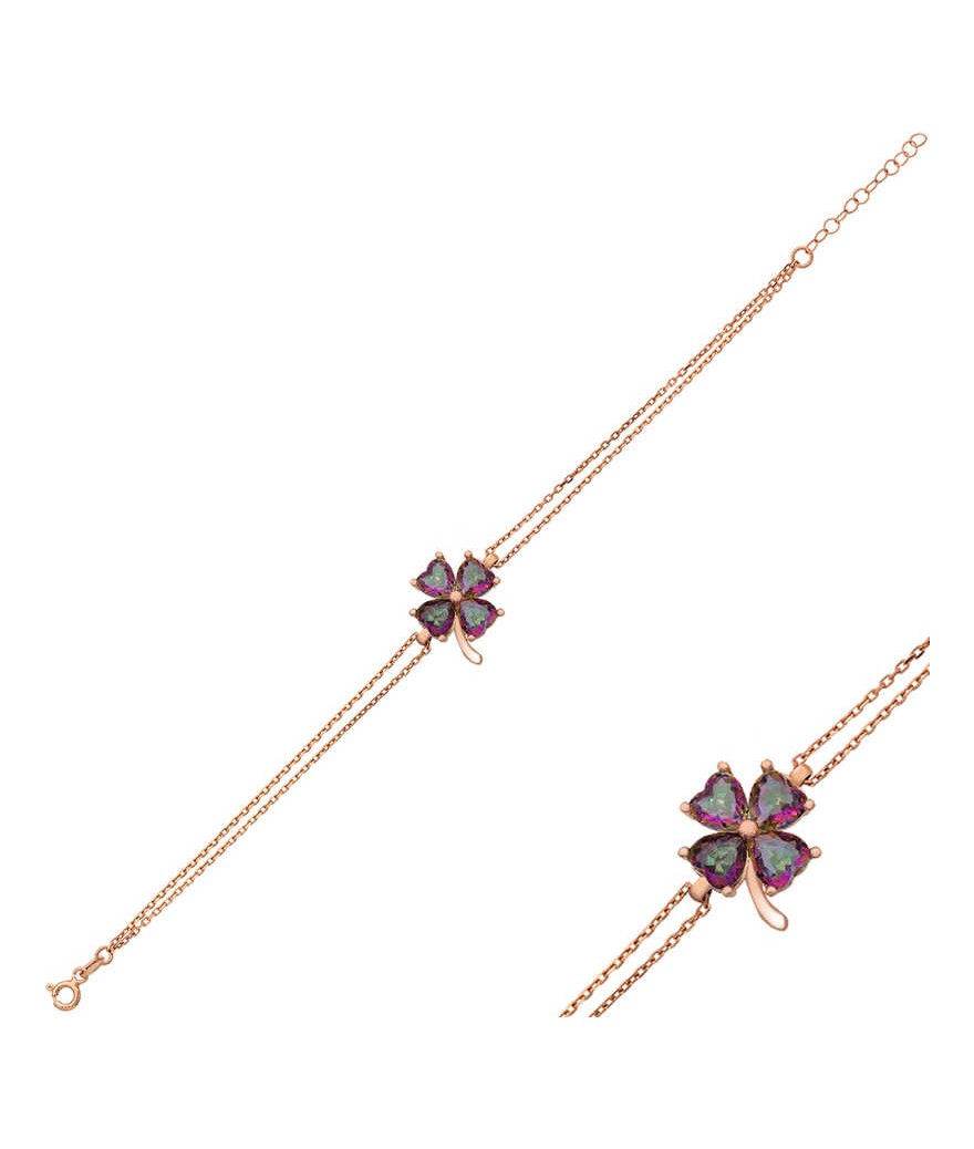 Gümüş Mistik Topaz Yonca Bayan Bileklik