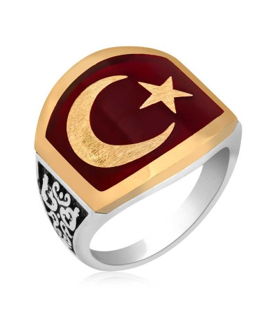 ​Gümüş Ay Yıldız Erkek Yüzük