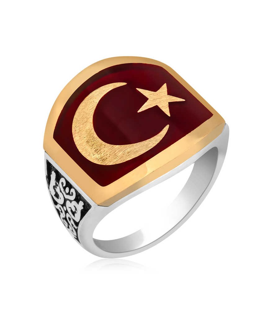 ​Gümüş Ay Yıldız Erkek Yüzük