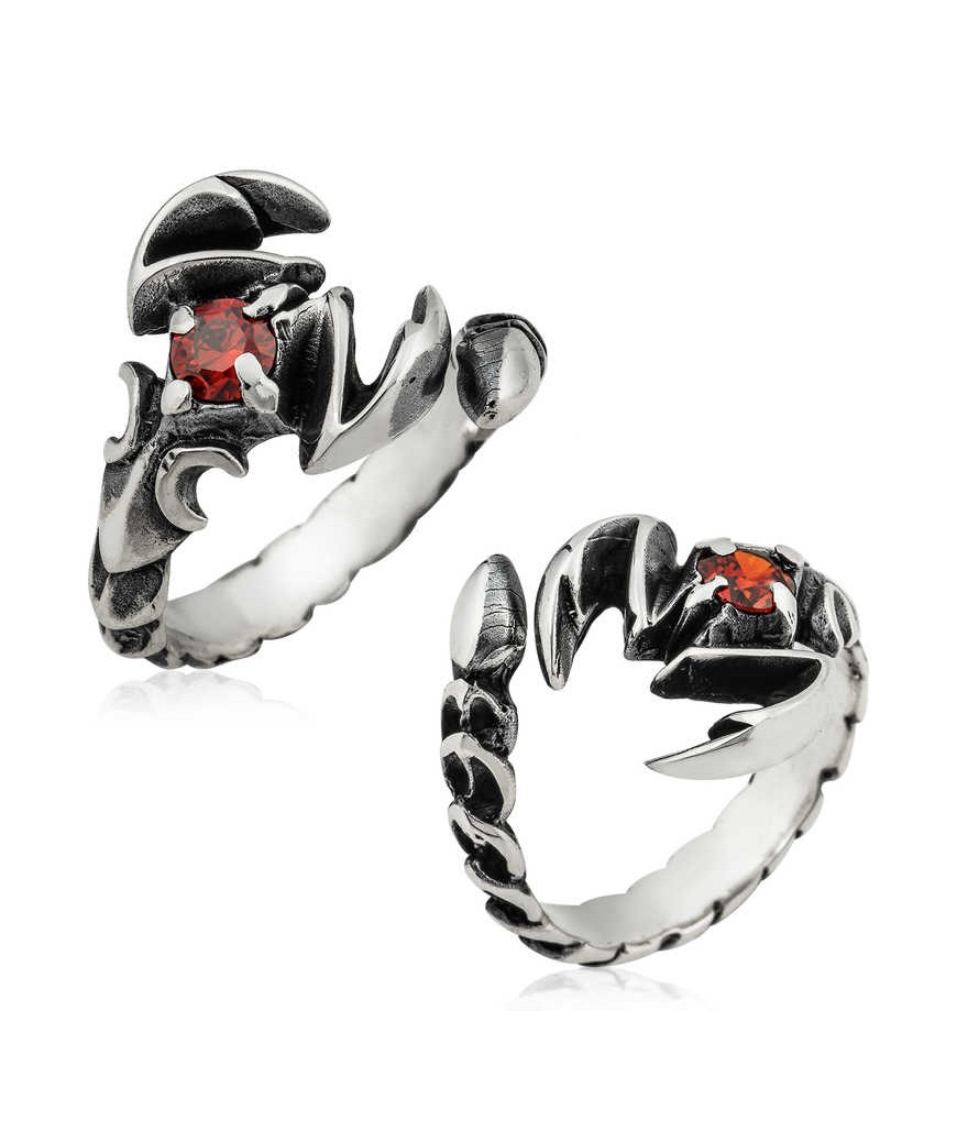 Gümüş Ayarlanabilir Akrep Erkek Yüzük