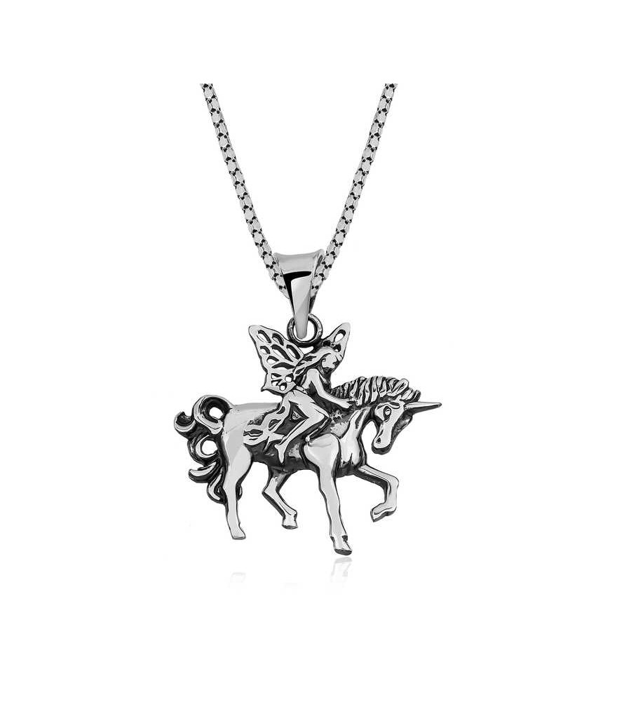 ​Gümüş Perili Unicorn Kolye