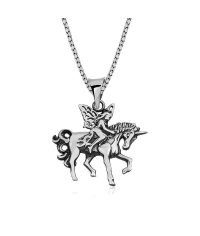 ​Gümüş Perili Unicorn Kolye