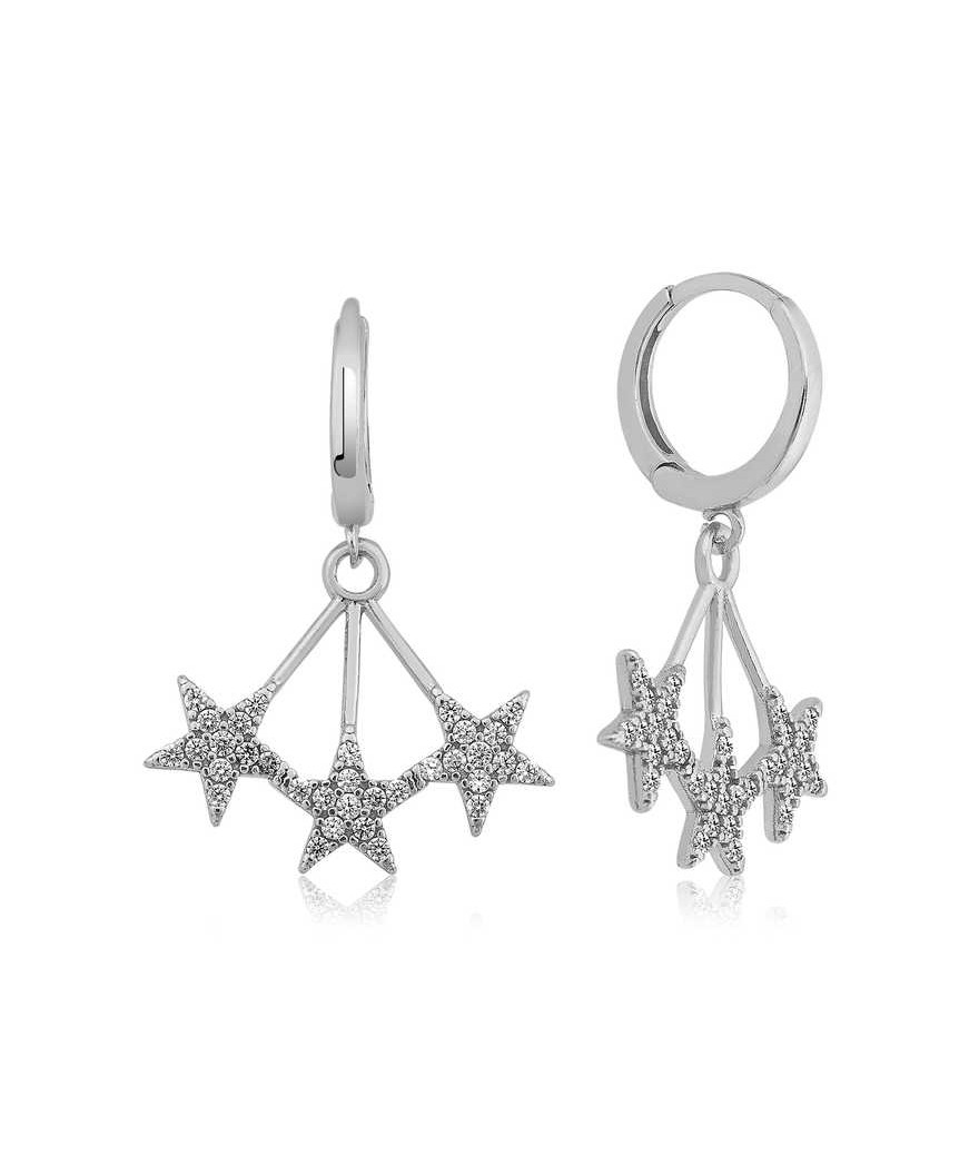 Gümüş Üç Yıldızlı Küpe