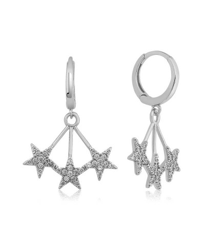 Gümüş Üç Yıldızlı Küpe