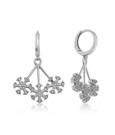 Gümüş Üç Kar Taneli Küpe