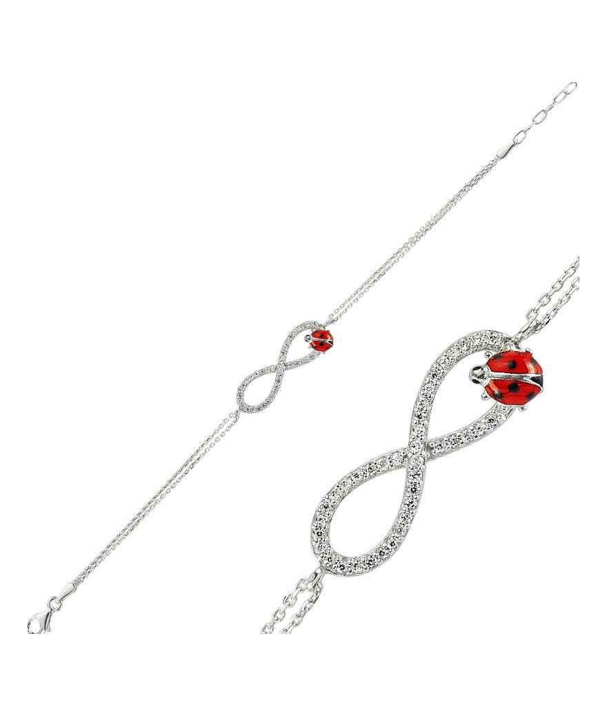 Gümüş Uğur Böceği Sonsuzluk Bayan Bileklik