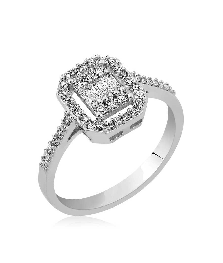 Gümüş Baget Kesim Bayan Yüzük