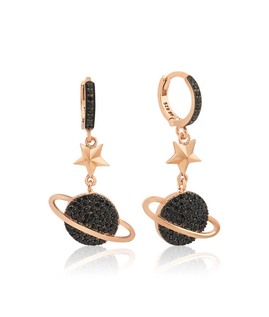 Gümüş Gezegen Bayan Küpe