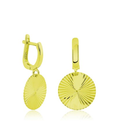 ​Gümüş Desenli Sarı Pul Küpe