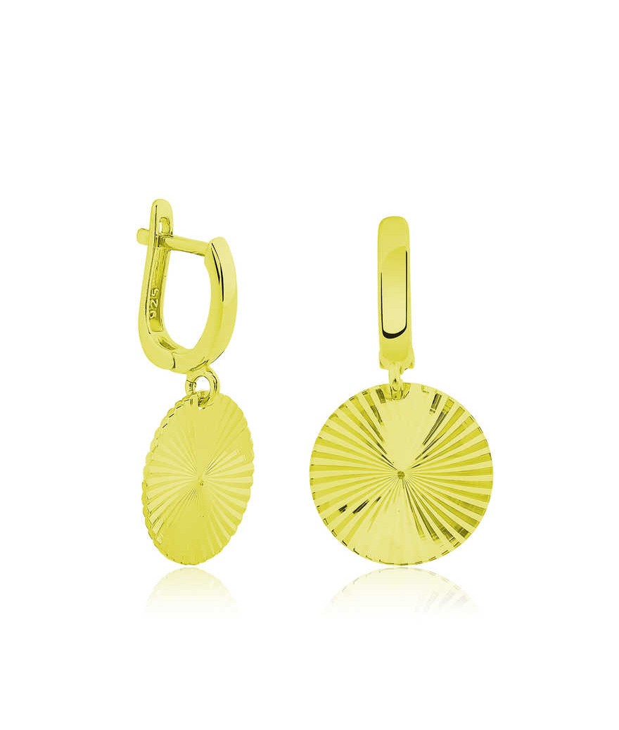 ​Gümüş Desenli Sarı Pul Küpe