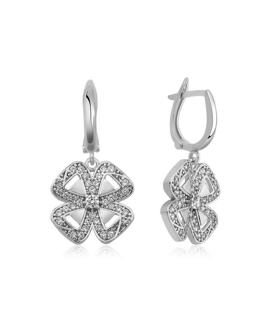 Gümüş Yonca Bayan Küpe