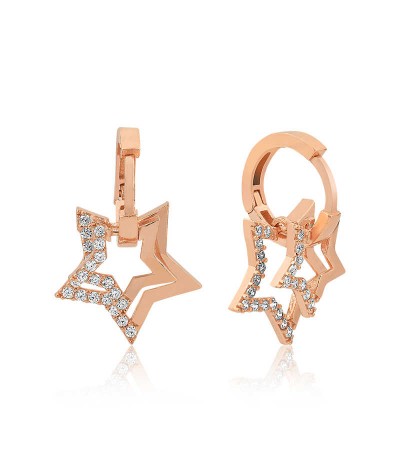 Gümüş Üç Boyutlu Yıldız Küpe