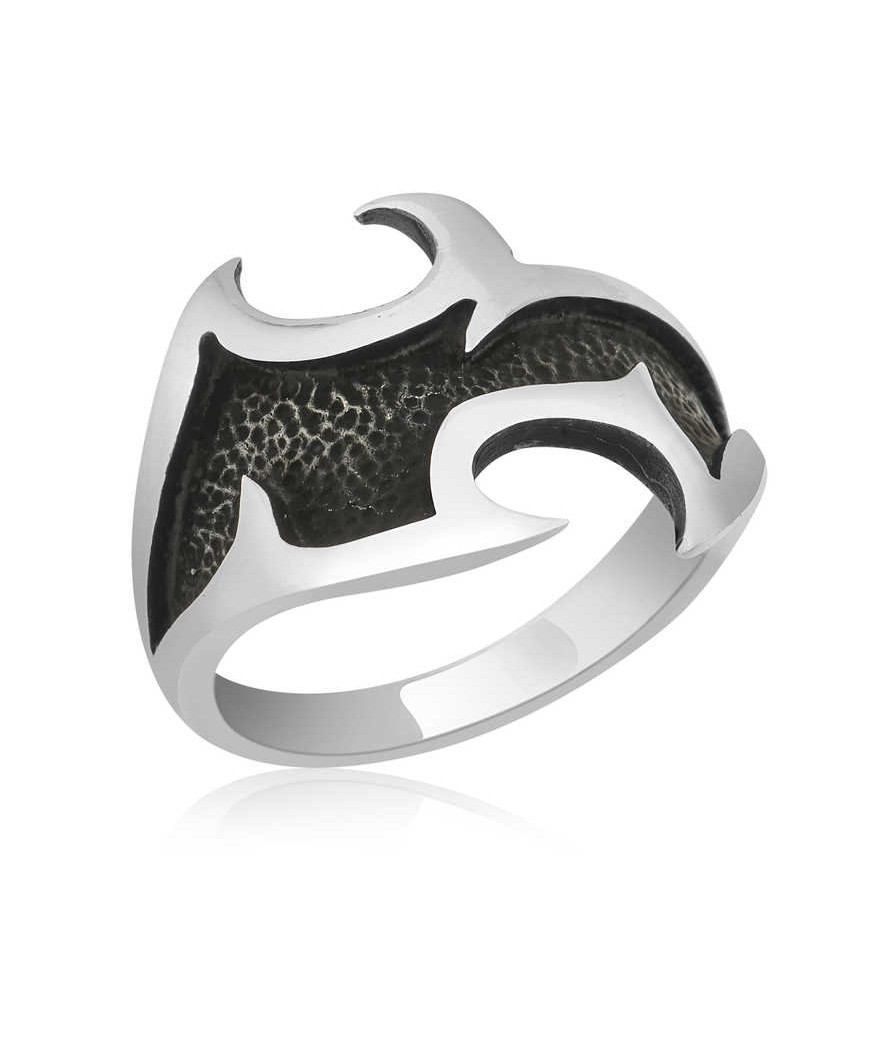 ​Gümüş Dövme Desenli Erkek Yüzük