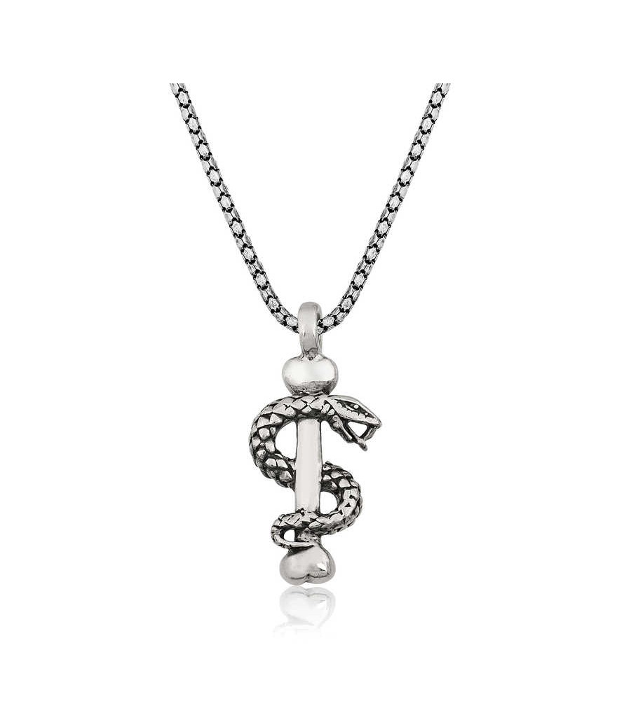 Gümüş Yılan Erkek Kolye