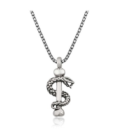 Gümüş Yılan Erkek Kolye