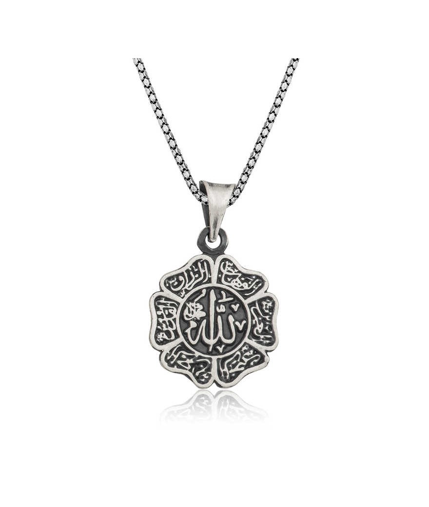 Gümüş Allah Yazılı Erkek Kolye