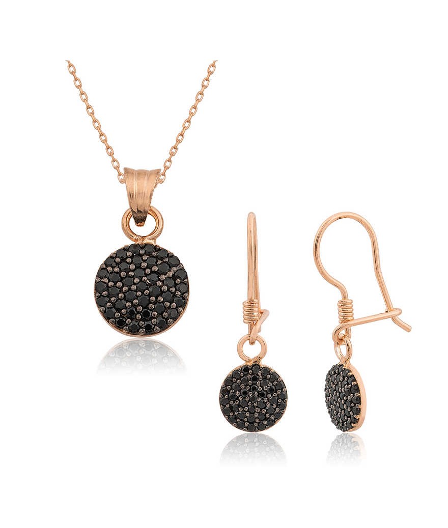 ​Gümüş Siyah Yuvarlak Bayan Set