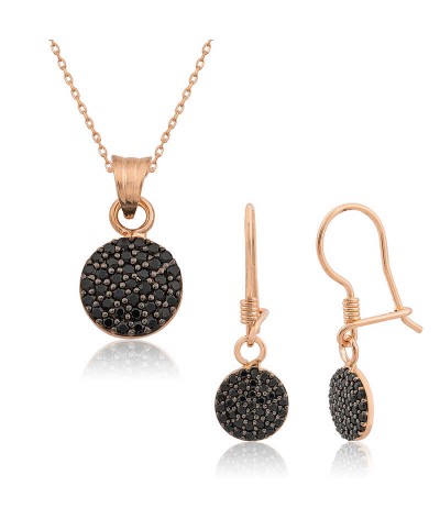 ​Gümüş Siyah Yuvarlak Bayan Set