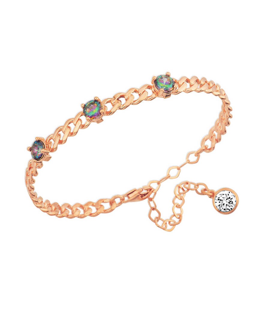 Gümüş Zincir Görünümlü Mistik Topaz Bayan Bileklik