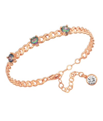 Gümüş Zincir Görünümlü Mistik Topaz Bayan Bileklik