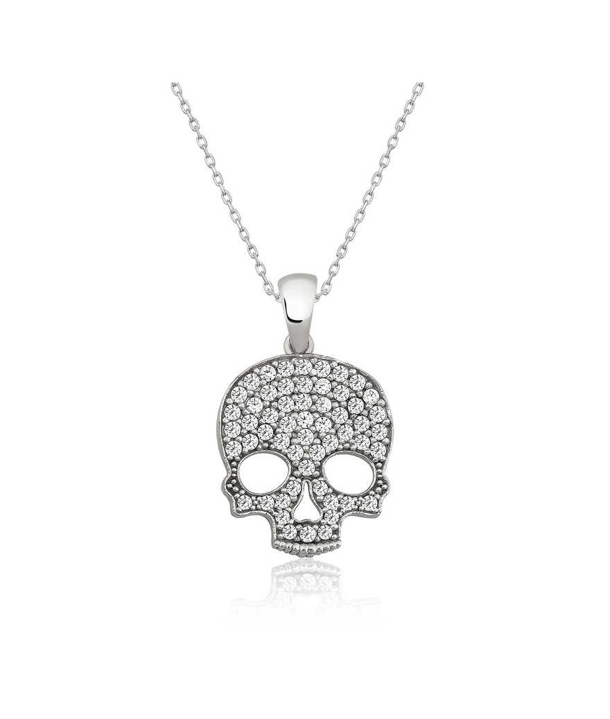 Gümüş Kuru Kafa Bayan Kolye