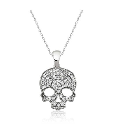 Gümüş Kuru Kafa Bayan Kolye