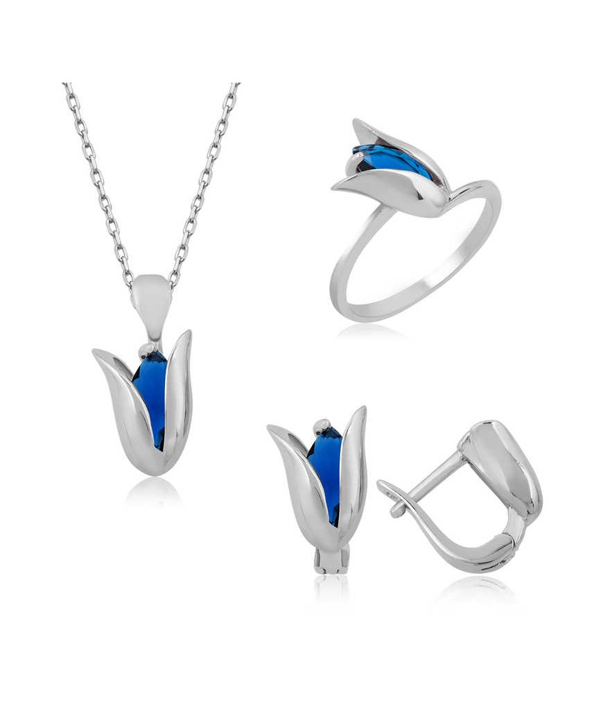 Gümüş Mavi Lale Bayan Set