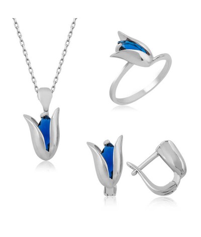 Gümüş Mavi Lale Bayan Set