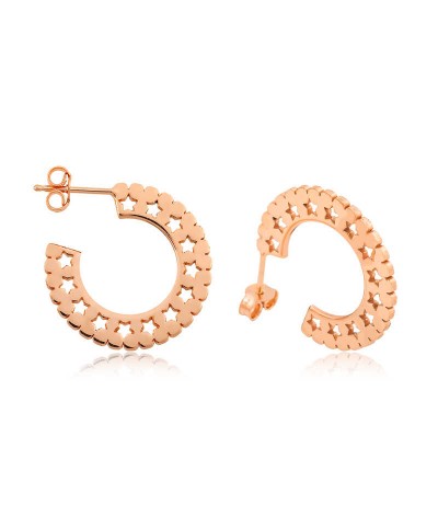 Gümüş Yıldız Desenli Halka Bayan Küpe