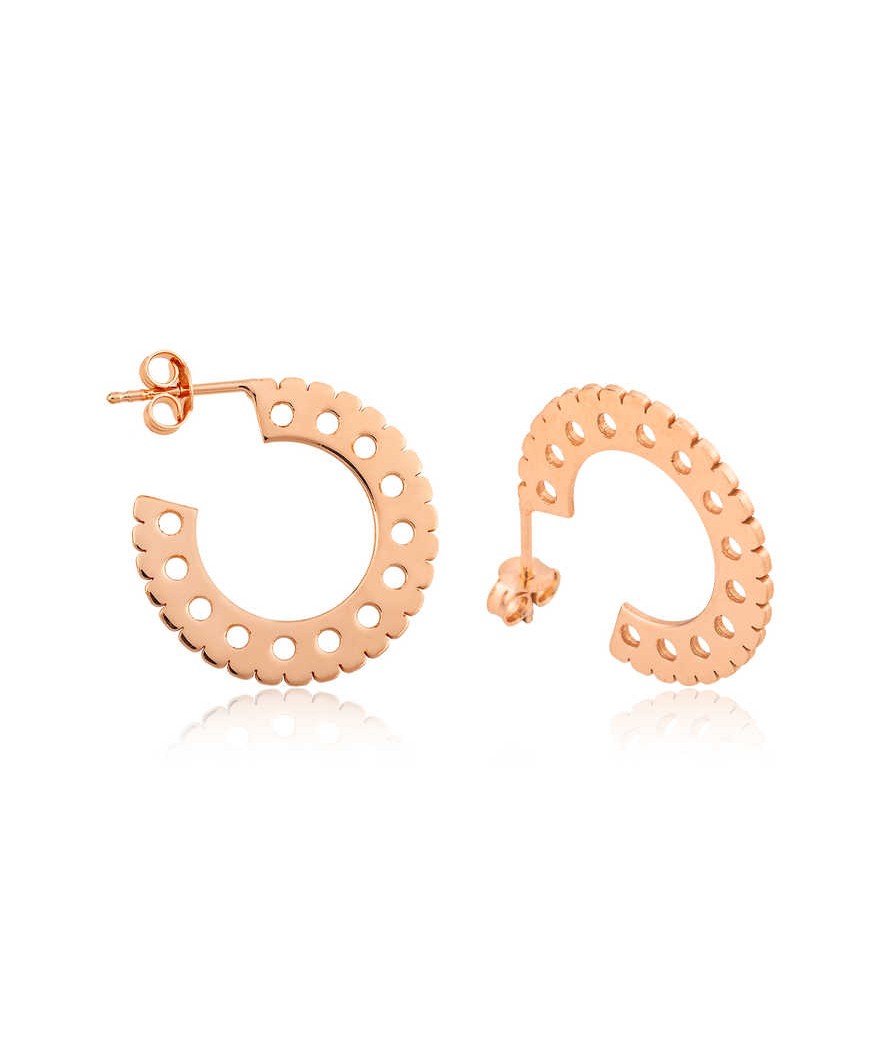 Gümüş Yuvarlak Desenli Halka Bayan Küpe