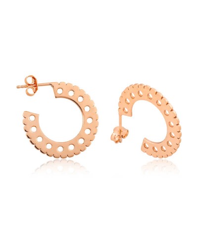 Gümüş Yuvarlak Desenli Halka Bayan Küpe