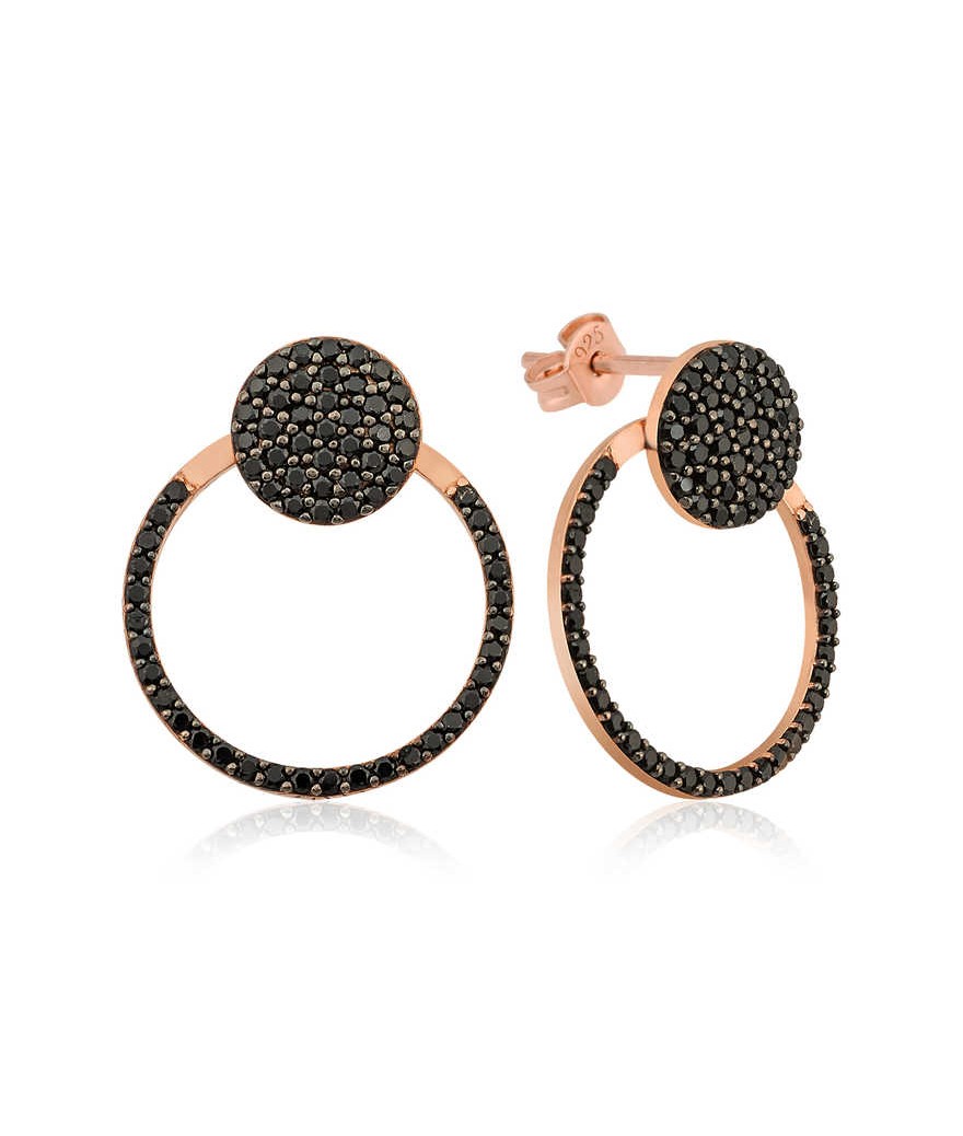 ​Gümüş Siyah Halka Küpe