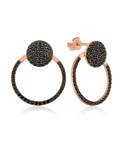 ​Gümüş Siyah Halka Küpe