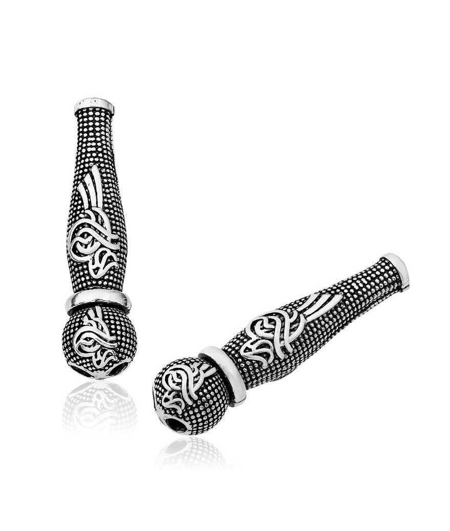 Gümüş Nokta İşlemeli Tuğra Motifli Tesbih İmamesi