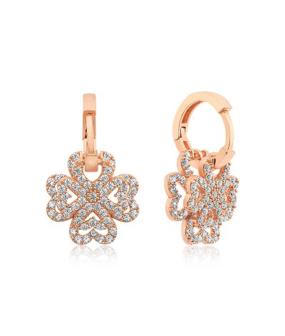 Gümüş Üç Boyutlu Yonca Küpe