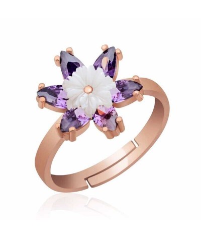 Gümüş Mor Lotus Çiçeği Yüzük