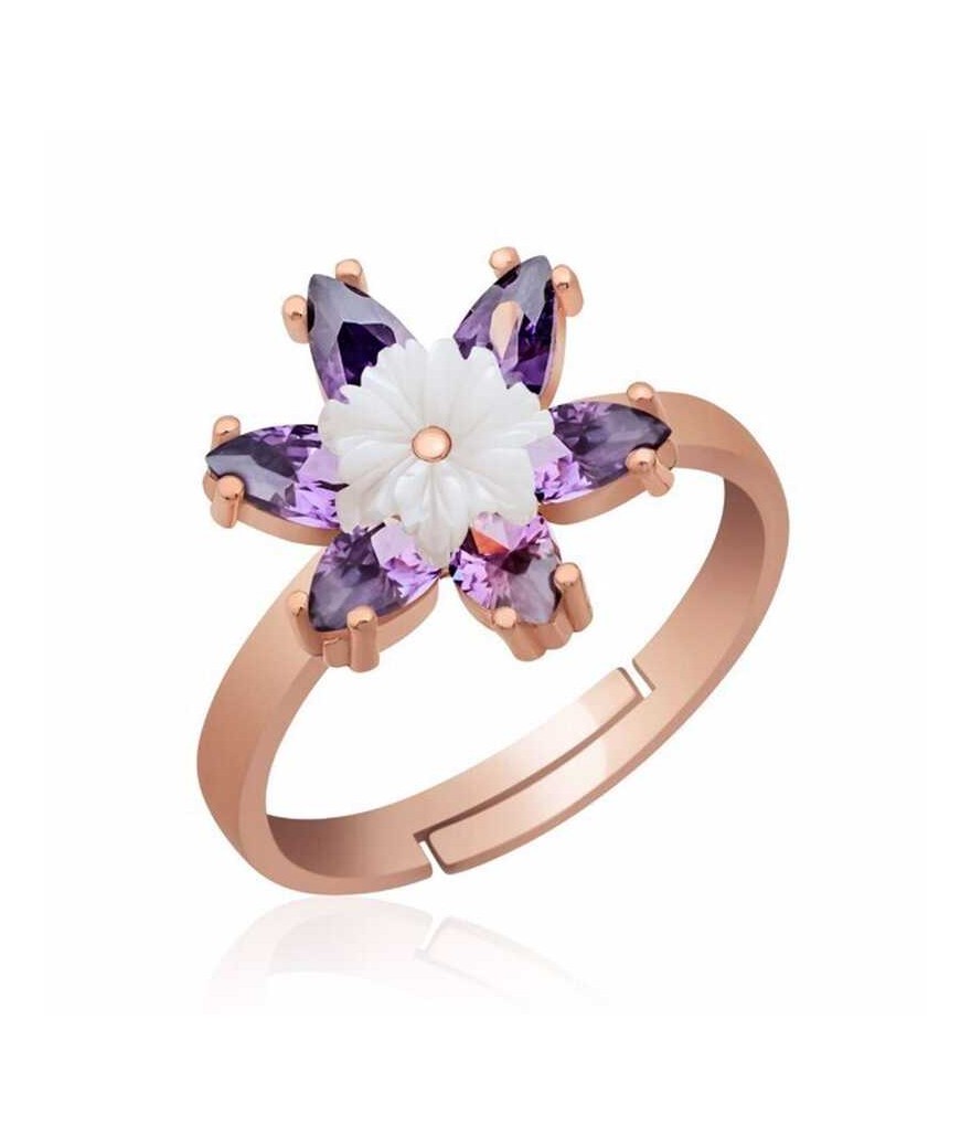 Gümüş Mor Lotus Çiçeği Yüzük