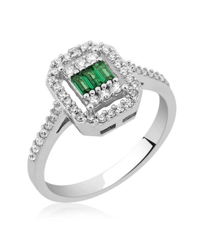 Gümüş Baget Kesim Bayan Yüzük