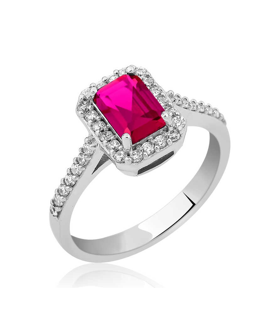 Gümüş Baget Kare Bayan Yüzük