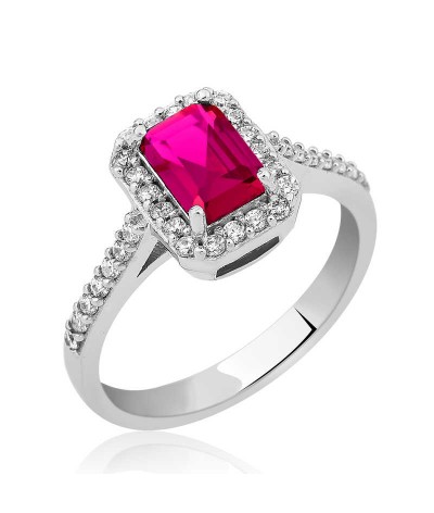 Gümüş Baget Kare Bayan Yüzük