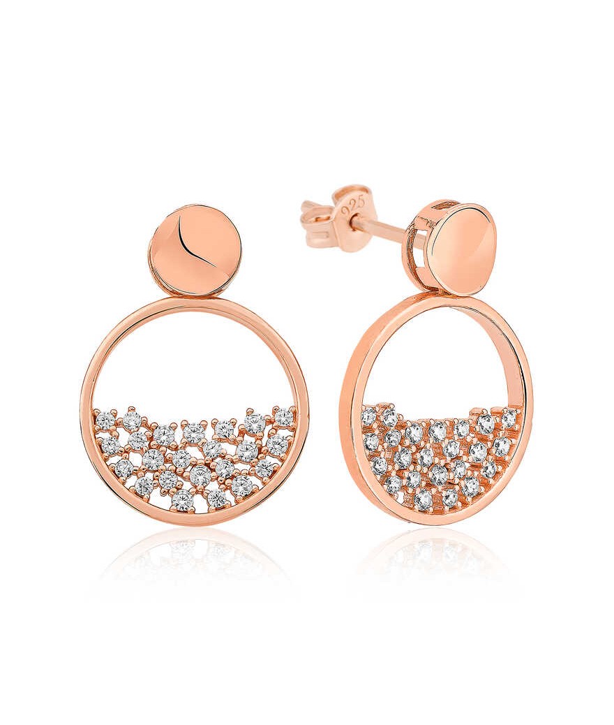 Gümüş Rose Çiğ Damlası Bayan Küpe